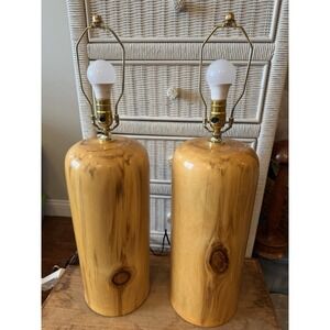 Handmade Wood Log Lamp Paul Aspen 12lb Pine Knotty Cabin Mid Century Grandpacore